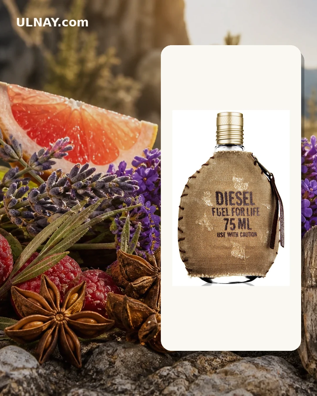 Fuel for Life Homme — scene and bottle