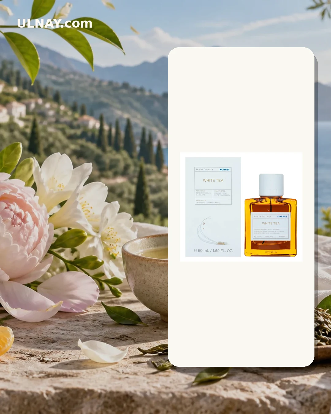 White Tea — scene and bottle