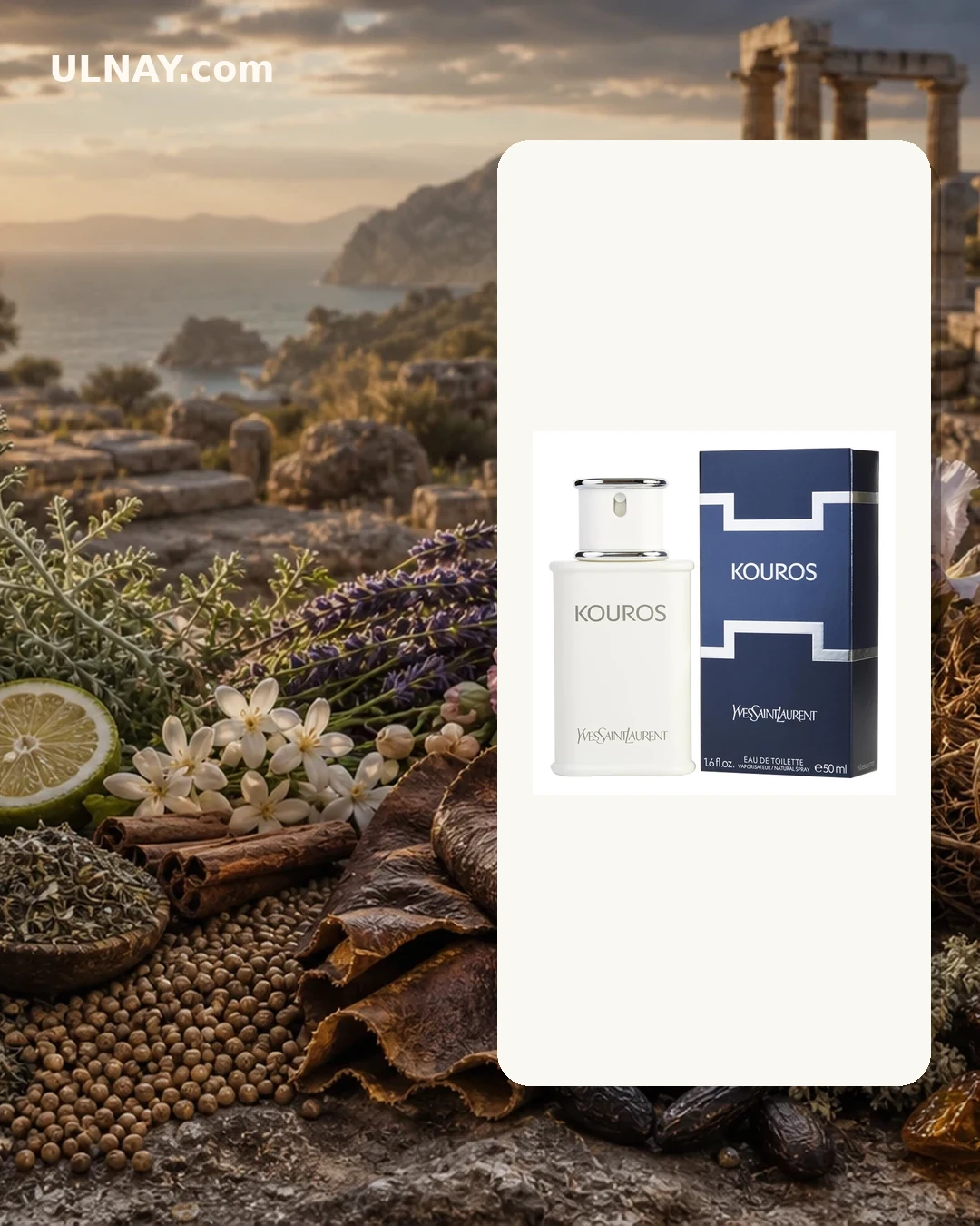 Kouros — scene and bottle